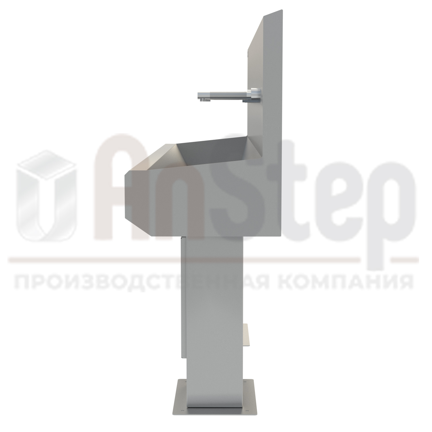 Умывальник из нержавеющей стали четырехсекционный на стойке