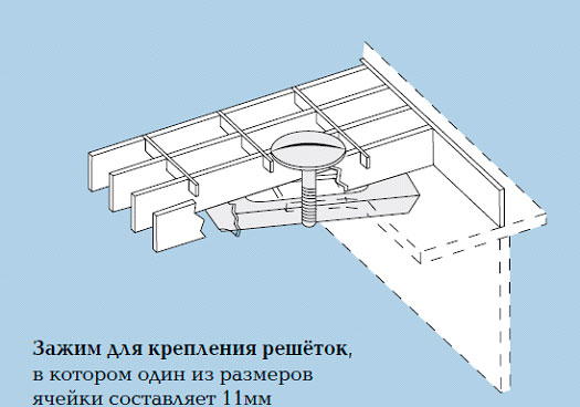 Зажим для крепления решеток
