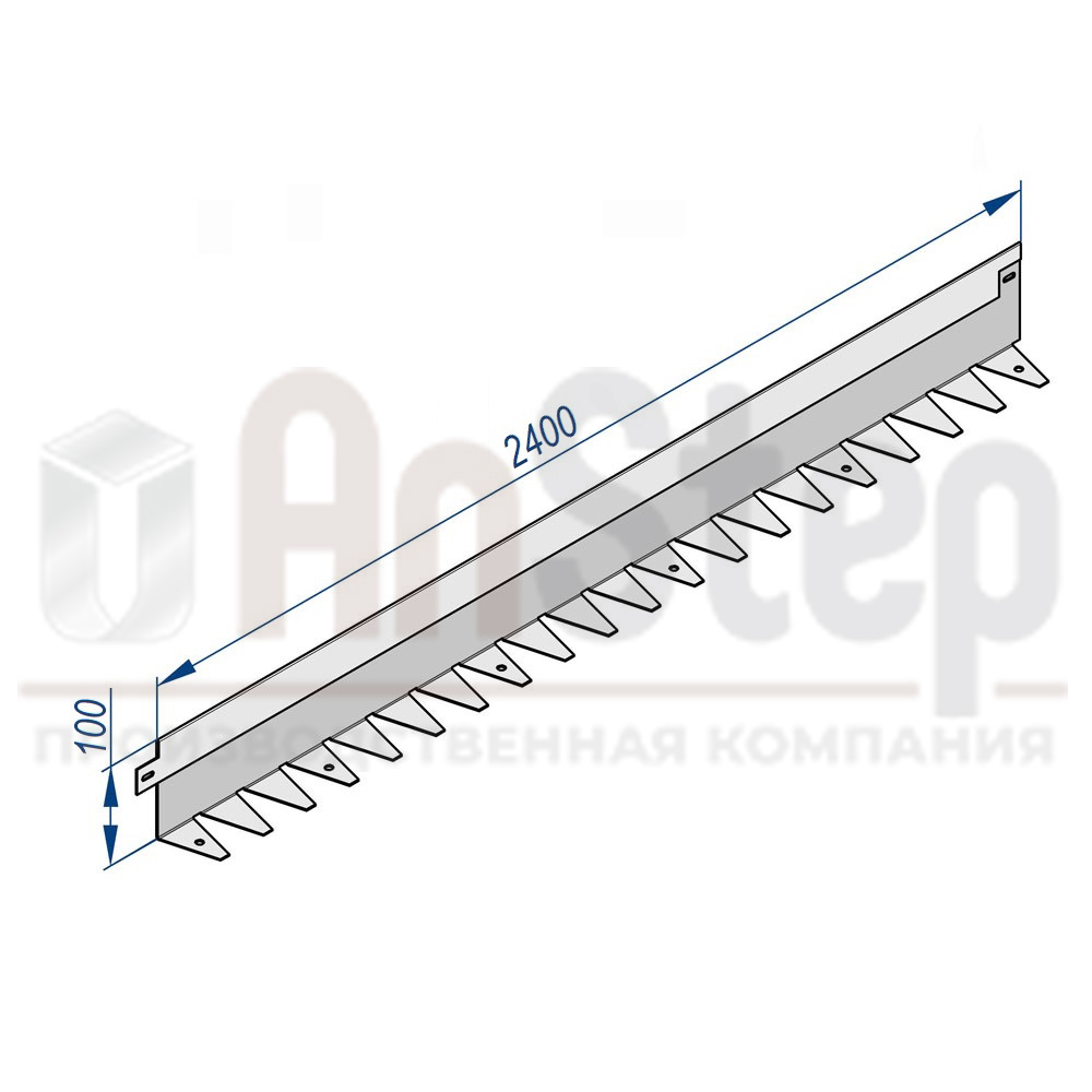 Бордюр стальной AnStep BR L-образный 2400*100, 1,5, нержавеющий