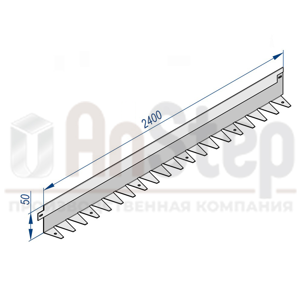 Бордюр стальной AnStep BR L-образный 2400*50, 1,5, оцинкованный
