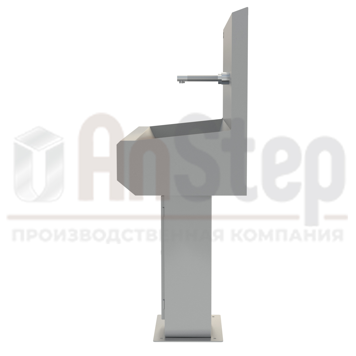 Умывальник из нержавеющей стали двухсекционный на стойке