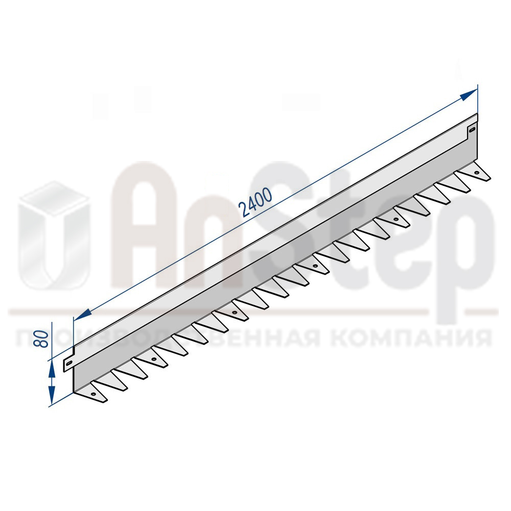 Бордюр стальной AnStep BR L-образный 2400*80, 1,2, нержавеющий