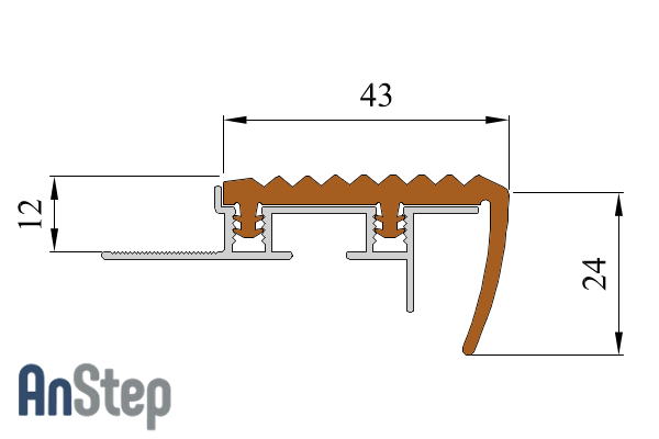 Алюминиевый закладной профиль "SafeStep, 1,2 м